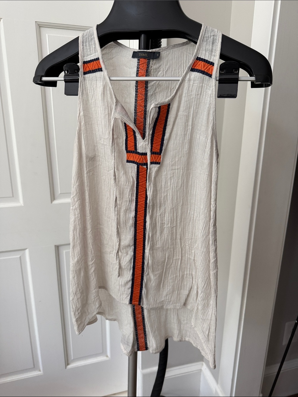 THML Cream Tank with Orange and Navy Trim